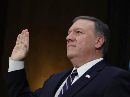 CIA Director-designate Rep. Michael Pompeo, R-Kan. is sworn in on Capitol Hill in Washington, Thursday, Jan. 1, 2017, prior to testifying at his confirmation hearing before the Senate Intelligence Committee. (AP Photo/Manuel Balce Ceneta)